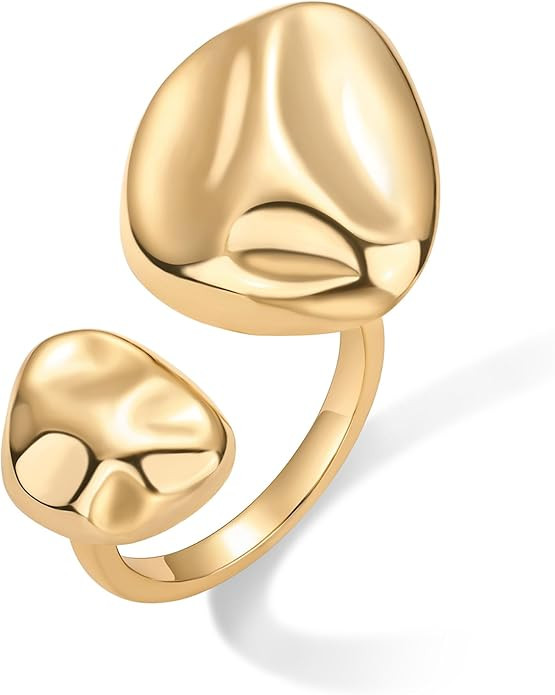 PAVOI Anillo de declaración chapado en oro de 14 quilates para mujer, diseño orgánico, estilo ... | Amazon (US)