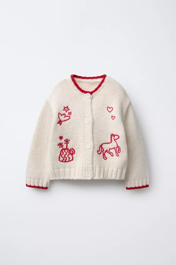 EMBROIDERED KNIT CARDIGAN | Zara US
