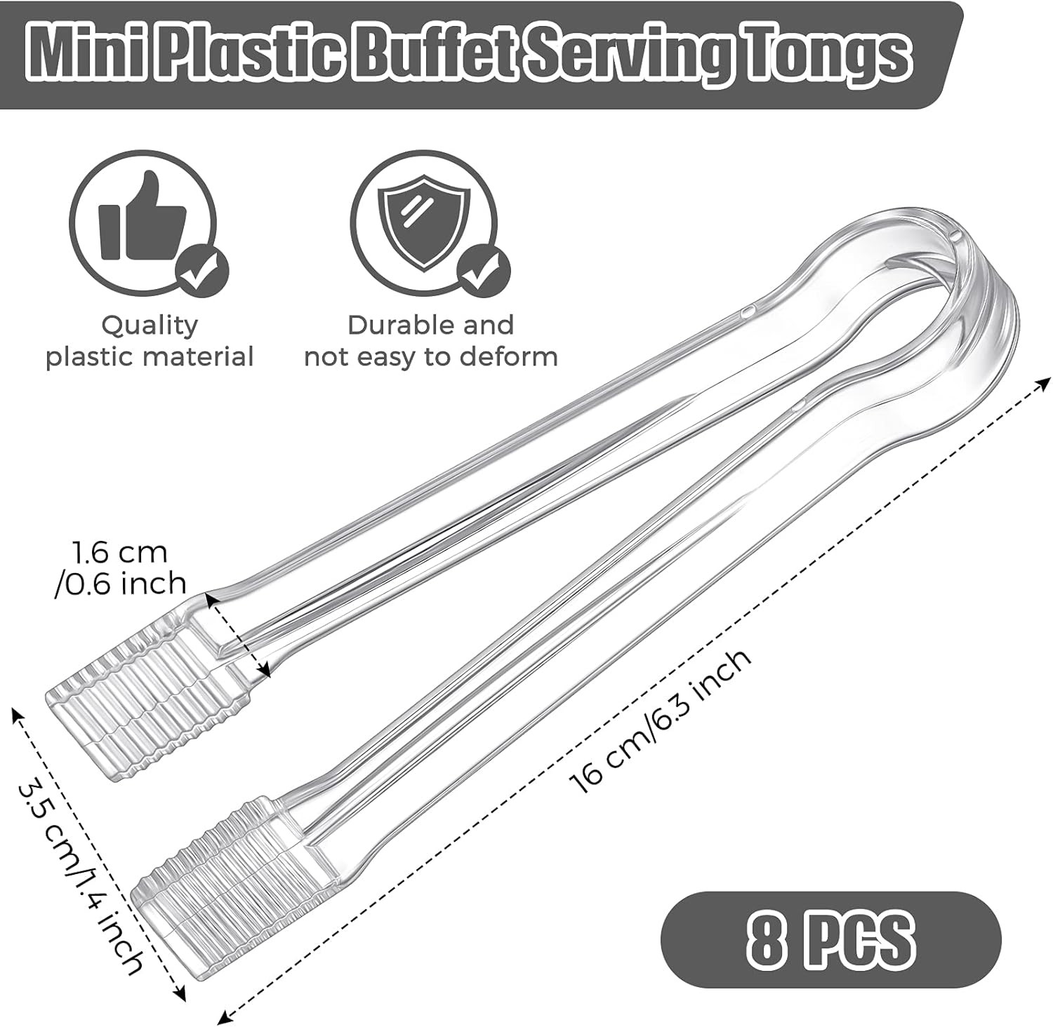 Didaey 8 Pieces Plastic Buffet Serving Tongs Mini Serving Utensil Tongs Appetizers Tongs Clear Ki... | Amazon (US)