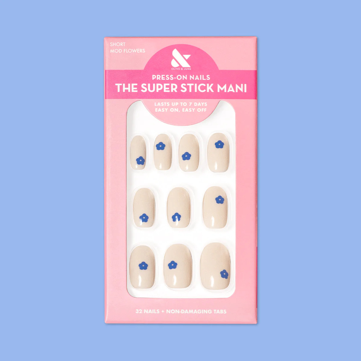 Mod Flowers | Short | Round - Tab Press-On | Olive & June