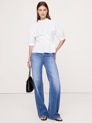 COTTON POPLIN TWISTED TOP | Banana Republic (US)