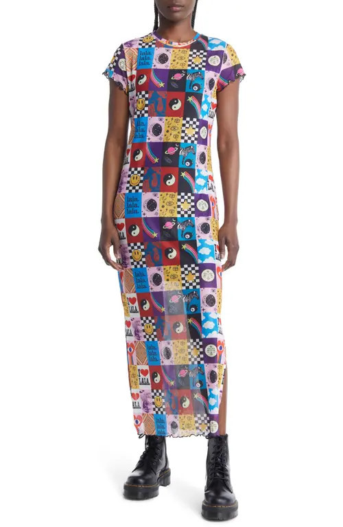 Dressed in Lala Patchwork Print Mesh Dress in Lala World at Nordstrom, Size Large | Nordstrom