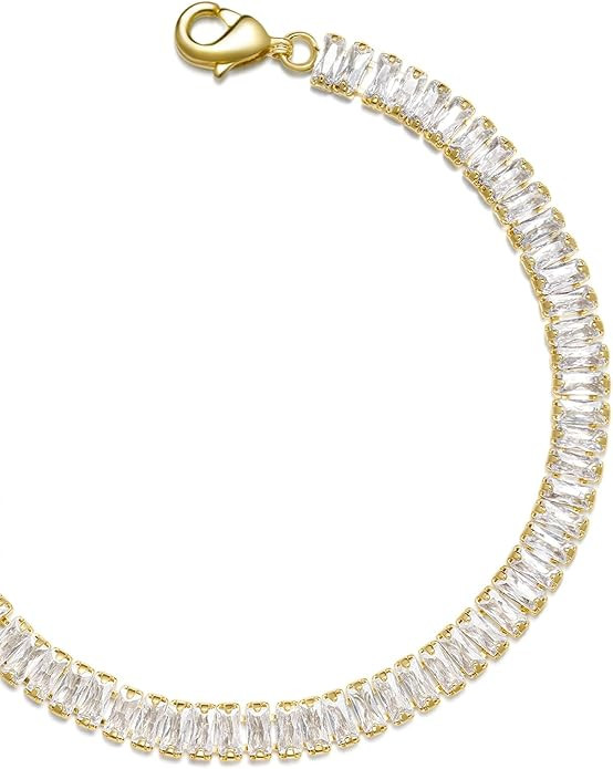 14k Gold Filled Tennis Bracelet|Cubic Zirconia Classic Tennis Bracelet for Women|Gold Link Bracel... | Amazon (US)