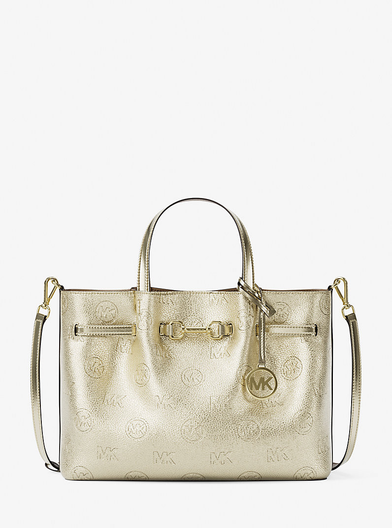 Carson Medium Metallic Logo Debossed Satchel | Michael Kors US