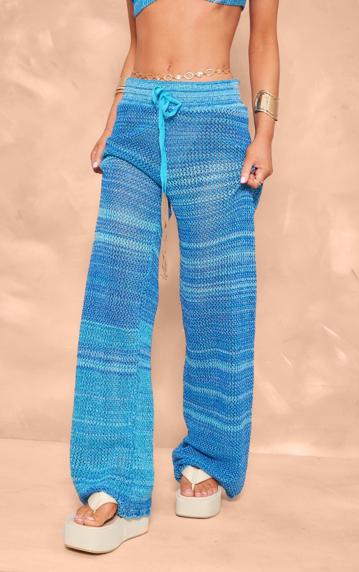 Blue Marl Crochet Beach Trousers | PrettyLittleThing UK