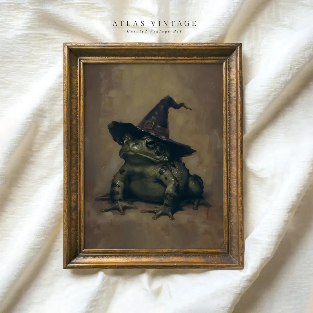 Vintage Witch Toad Print, Gothic Halloween Printable Wall Art, Dark Academia Cottagecore Digital,... | Etsy (US)