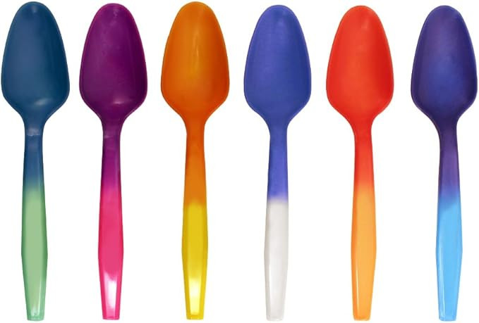 Color Changing Reusable Mood Spoon, Set of 24, Assorted Colors, BPA Free, reacts to cold food tem... | Amazon (US)