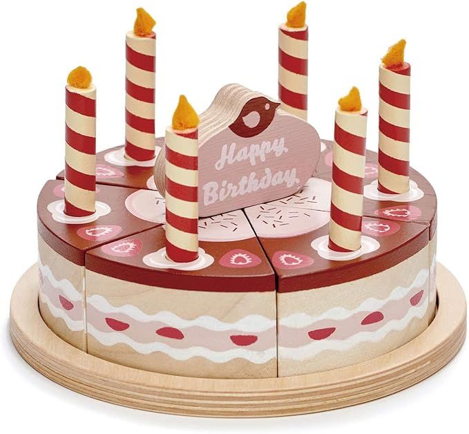 Tender Leaf Toys - Pretend Food Play Birthday Cake - (Chocolate Birthday Cake) | Amazon (US)