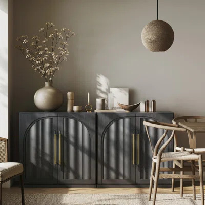 Set of 2 Modular Sideboard with Double-Arc Wood Doors | Wayfair North America