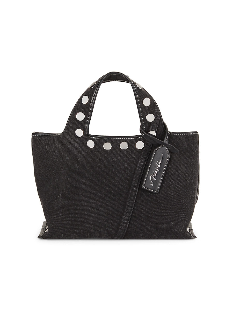 Women's Mini Market Studded Denim Tote Bag - Washed Black | Saks Fifth Avenue