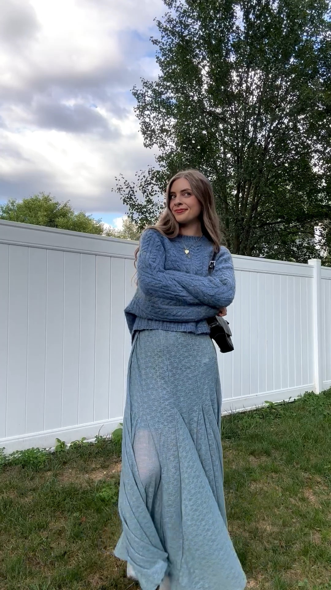 10/25/25 reel!

Sweater: Abercrombie (thrifted)
Skirt: Free People (thrifted)
Boots: Sam Edelman
Bag: thrifted
Jewelry: Amazon

Monochromatic outfit for fall blue gray cool toned outfit look inspiration monochrome Chelsea boots ankle style booties long lace maxi skirt see through sheer panel effect unique fp find thrifted fashion for less cozy cable knit crew sweater medium blue shade tall girl friendly fashion fall autumn season look affordable gold jewelry from Amazon cute locket stone necklace gold hoop earrings twisted

#LTKStyleTip #LTKFindsUnder100 #LTKSeasonal