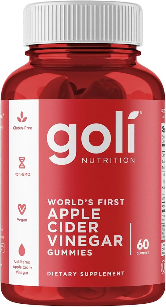 Goli Apple Cider Vinegar Gummy Vitamins - 60 Count - Vitamin B12, Gelatin-Free, Gluten-Free, Vega... | Amazon (US)
