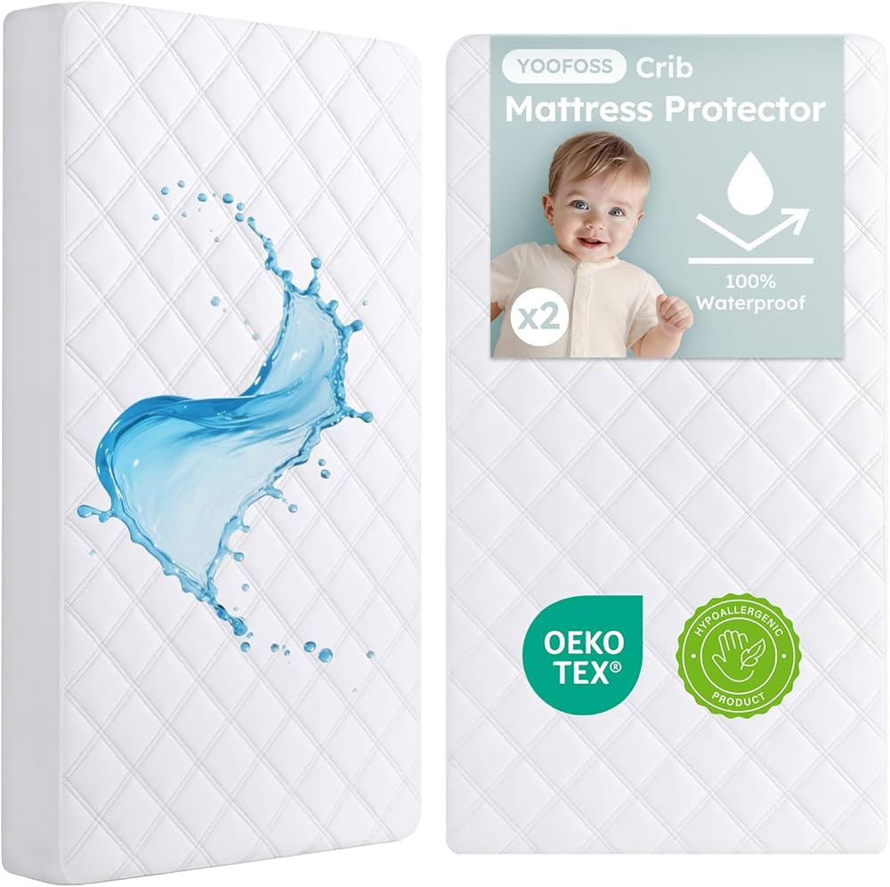 Yoofoss Waterproof Crib Mattress Protector 2 Pack, Quilted Crib Mattress Pad Cover Ultra Soft and... | Amazon (US)