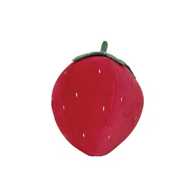Cotton Velvet Strawberry Shaped Pillow In Red, Green And Yellow | Wayfair North America