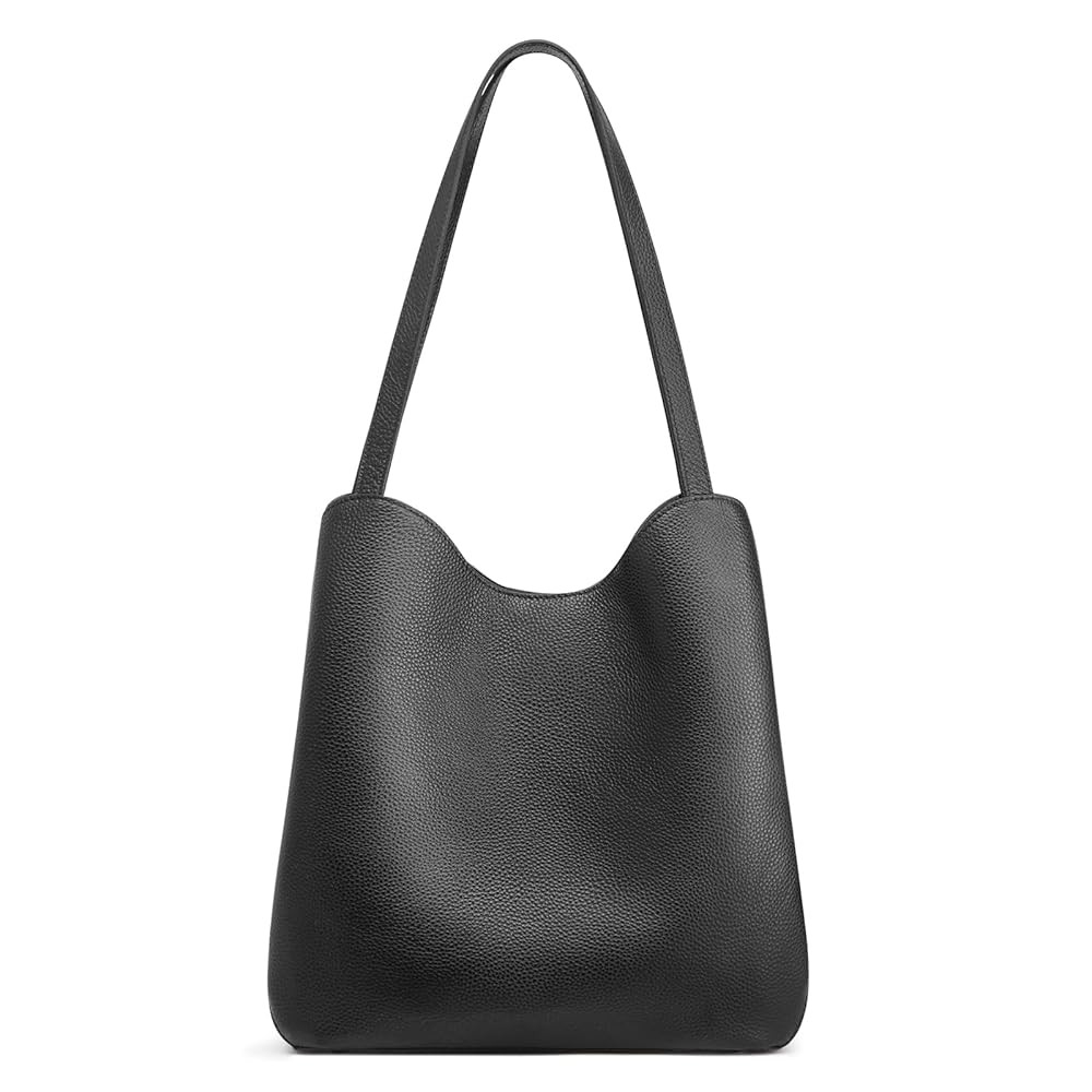 S-ZONE Soft Genuine Leather Tote Bag for Women, Shoulder Handbag with Zipper, Purses with Bottom ... | Amazon (US)