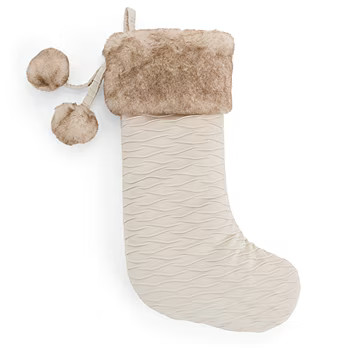 North Pole Trading Co. Cream Crinkle Fur Christmas Stocking, Color: White - JCPenney | JCPenney