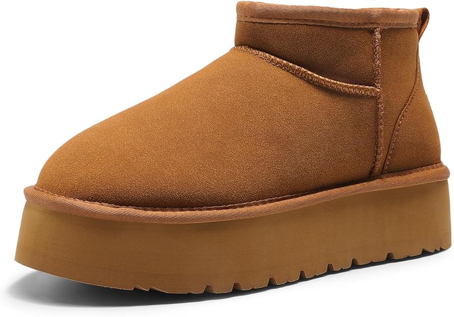 DREAM PAIRS Women's Snow Boots Platform Winter Boot, Faux Fur Lined Slip On Ankle Boots | Amazon (US)