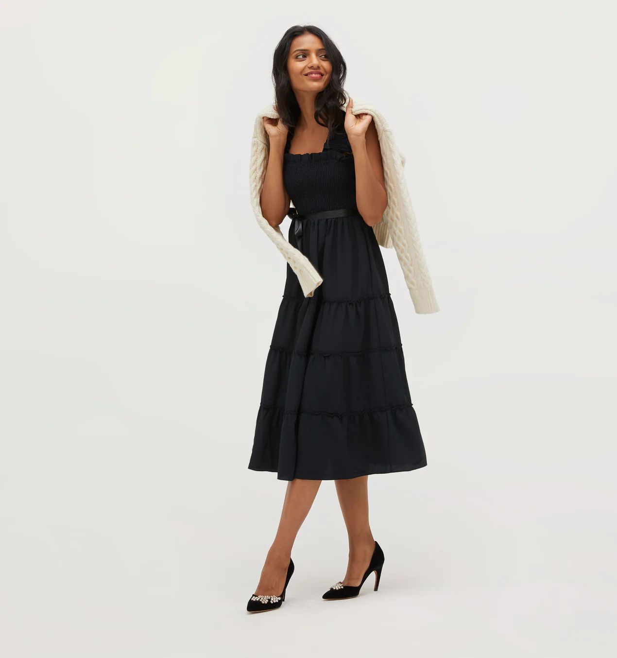 The Ellie Nap Dress - Black Crepe | Hill House Home