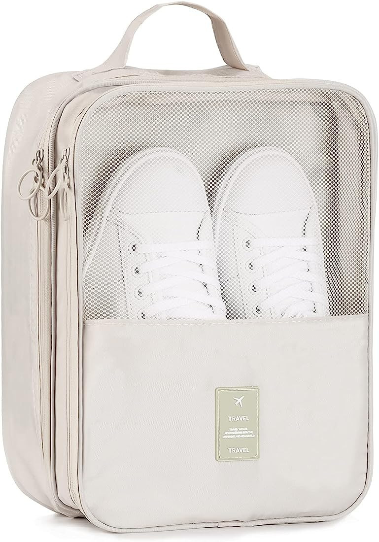 Travel Shoe Bag Holds 3 Pair of Shoes, Hezelf Shoe Storage Pouch for Travel and Daily Use, Travel... | Amazon (US)