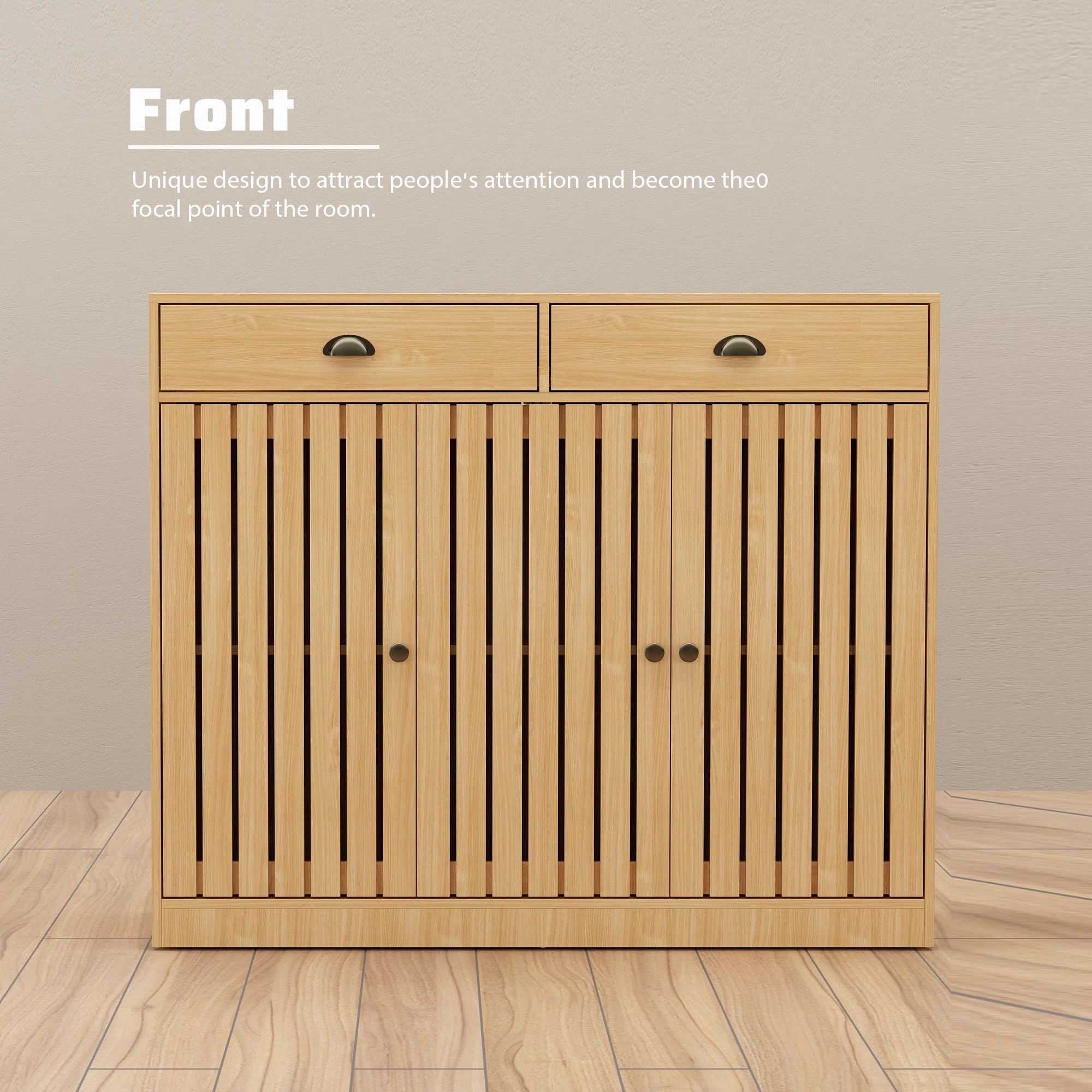 39.4'' H X 47.2'' W X 15.7'' D 2 Drawers Shoe Storage Cabinet with Louvered Door | Wayfair North America