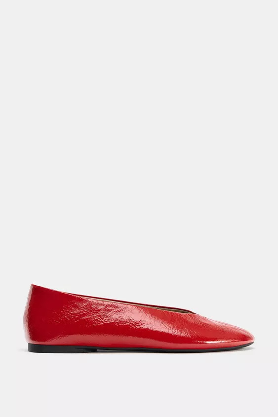 LEATHER BALLET FLATS | Zara US