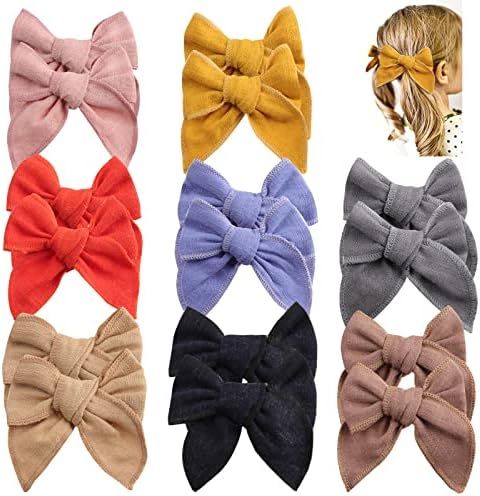 16 pcs 8 Colors in Pairs 3.5" Hand-made Hair Bows Clips for Toddler Girls, TOKUFAGU Girls Hair Bows  | Amazon (US)