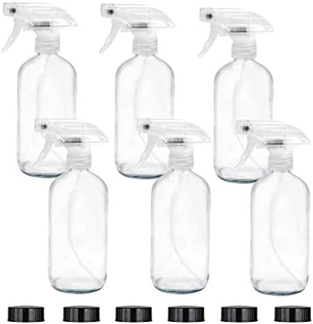 Easeen 6 Pack of 16 oz Glass Spray Bottles – Refillable Clear Containers with Adjustable Spraye... | Amazon (US)