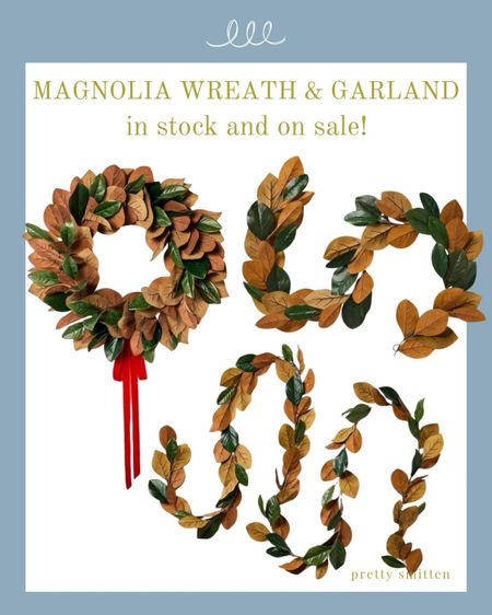 Magnolia wreath and garland - still in stock and now on sale! 

#christmasgarland #christmasdecor #southernhome #southernchristmas 



#LTKhome #LTKSeasonal #LTKHoliday