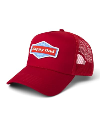 Happy Dad Trucker Hat, Red, Trendy Mens Hats with Breathable Mesh Back, Adjustable Snap Closure, Birthday Gifts for Men and Women, Snapback Cap | Amazon (US)