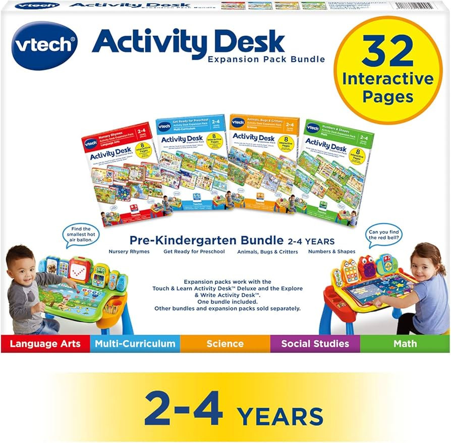 VTech Activity Desk 4-in-1 Pre-Kindergarten Expansion Pack Bundle for Age 2-4 | Amazon (US)