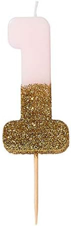 Talking Tables Pink Number 1 Candle with Gold Glitter Premium Quality Cake Topper Decoration For ... | Amazon (US)