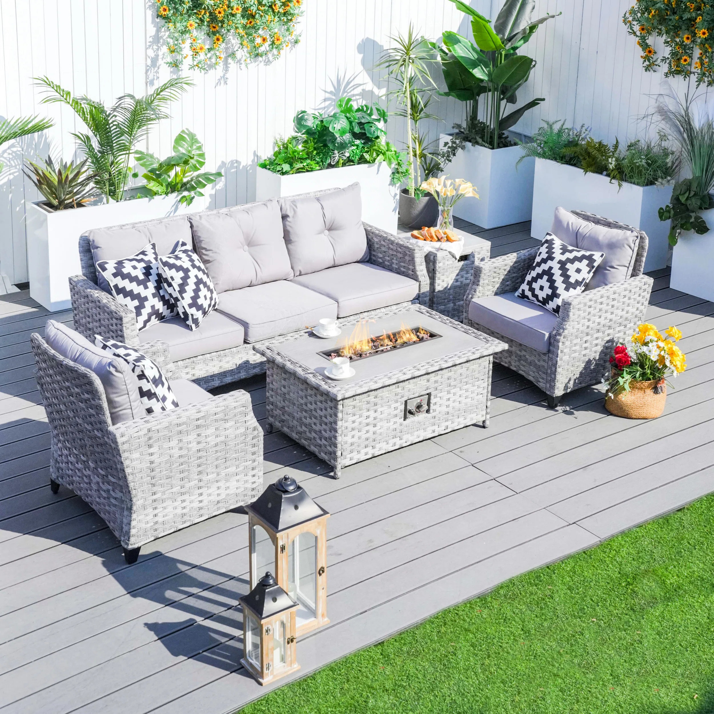Sanieya 5 - Person Patio Conversation Sets with Cushions | Wayfair North America
