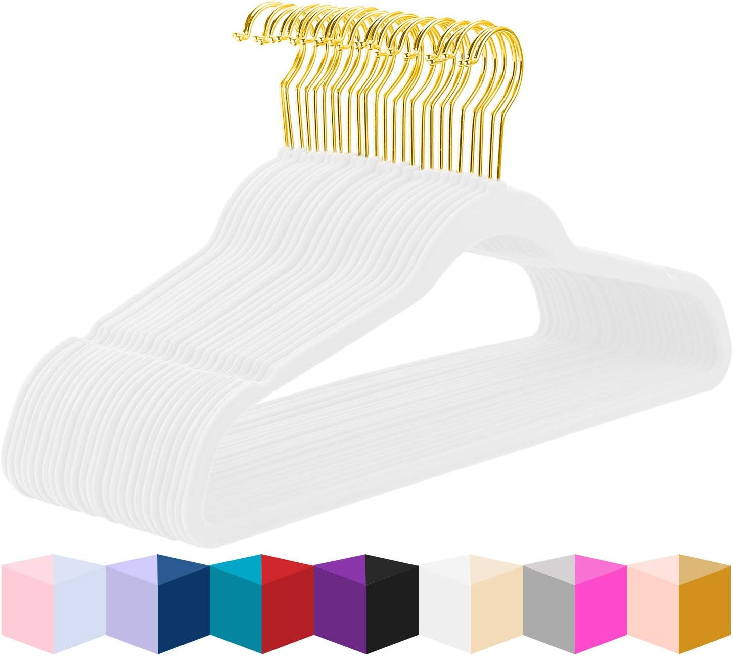 MIZGI Premium Velvet Hangers Pack 50 Pcs Heavyduty - Non Slip Slimline - Velvet Suit Hangers Whit... | Amazon (US)