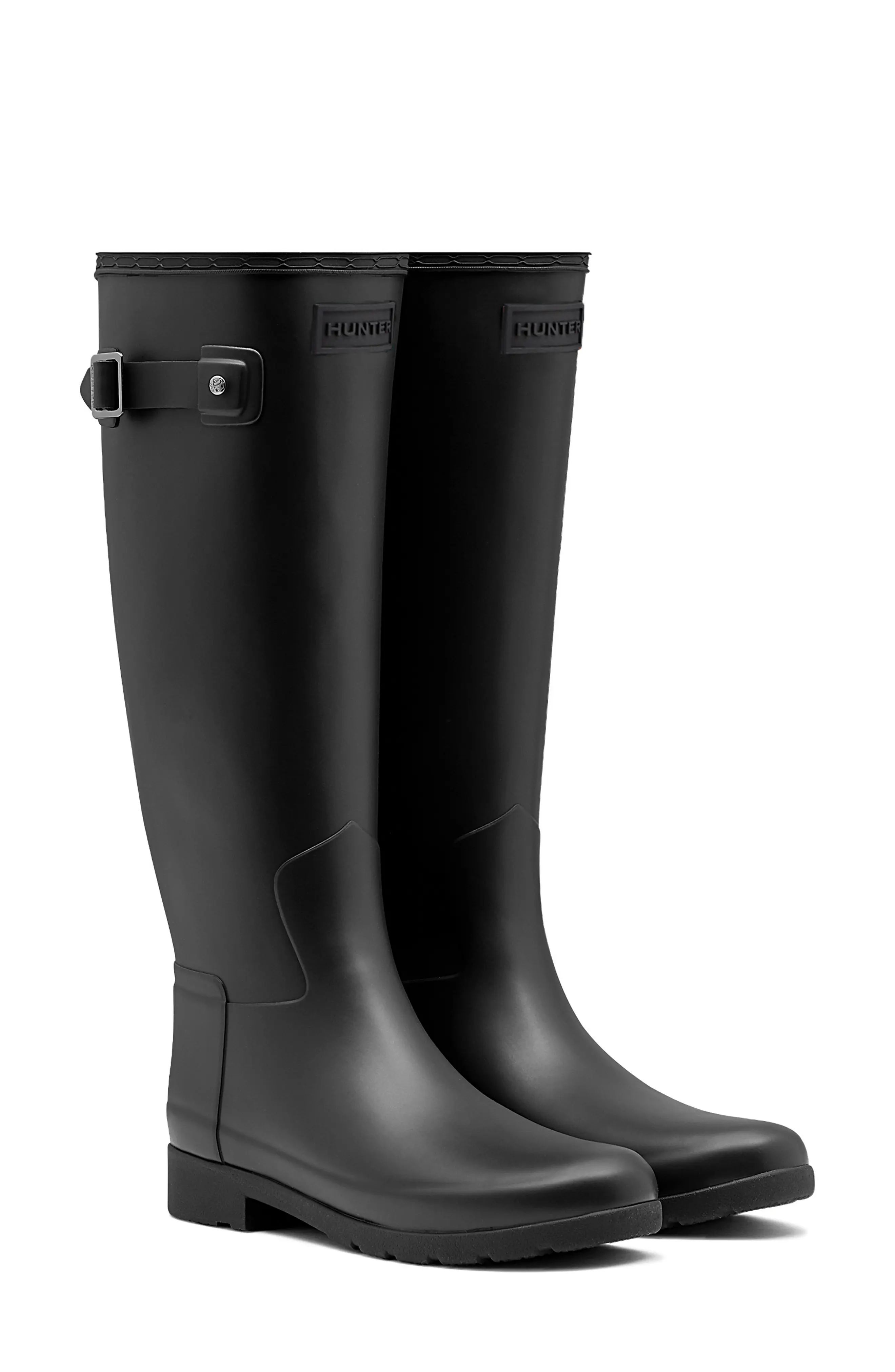Women's Hunter Original Refined Waterproof Rain Boot, Size 7 Narrow Calf M - Black | Nordstrom