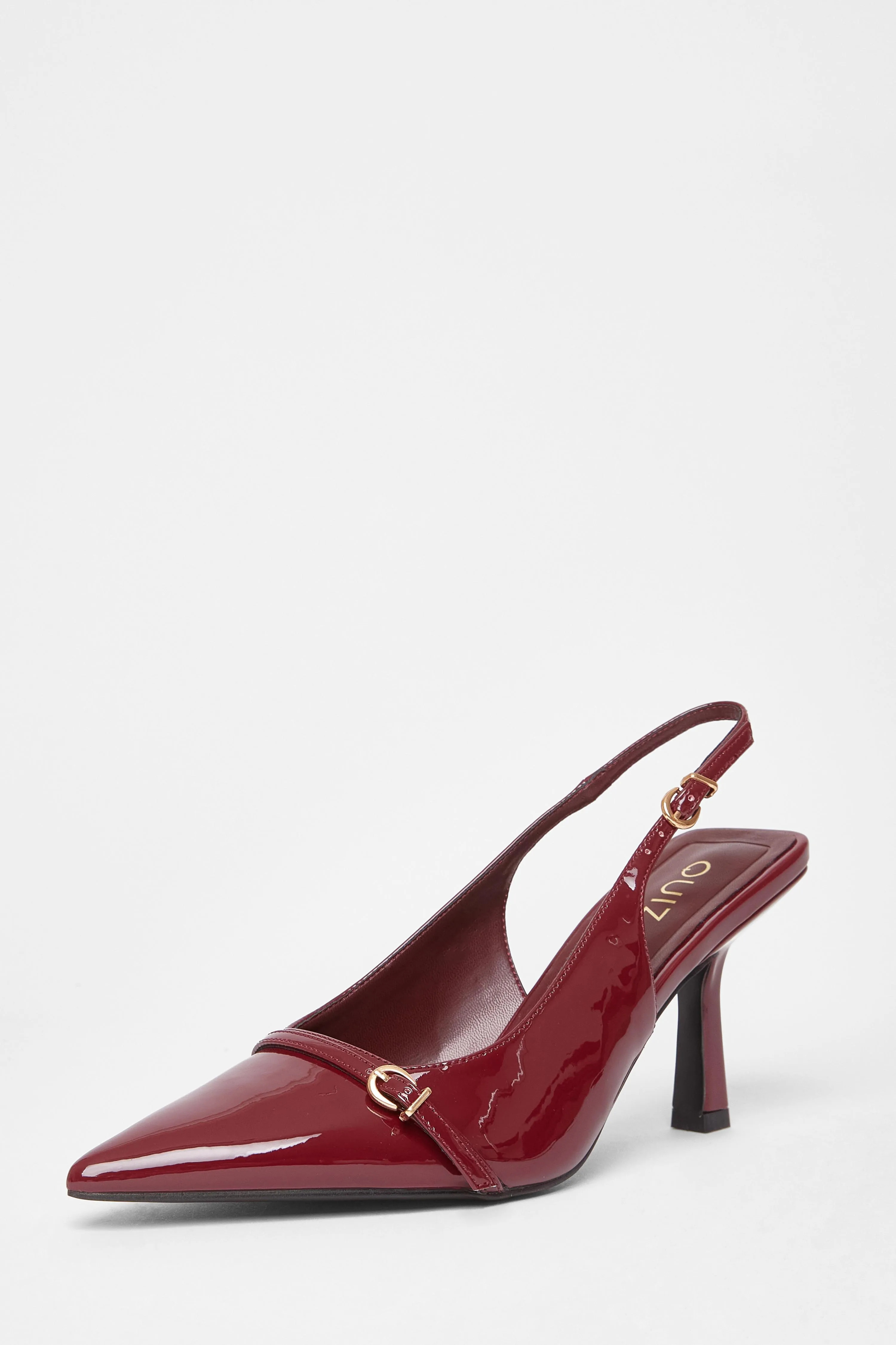 Burgundy Wide Fit Slingback Court Heels | Boohoo.com (UK & IE)