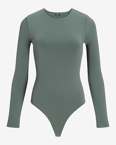 Body Contour Double Layer Crew Neck Thong Bodysuit | Express