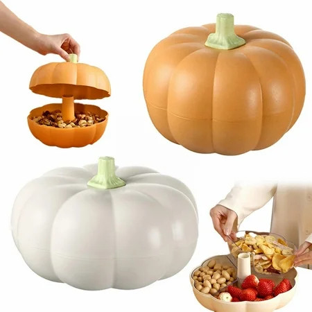 Labor Day Savings Fruit Plate Stacked Pumpkin Snack Holder Halloween Divided Serving Pumpkin Snack Tray With Lid Pumpkin Snackle Box Container With 3 Compartments Pumpkin Snack Bowl Sta by Wuvpotd | Walmart (US)
