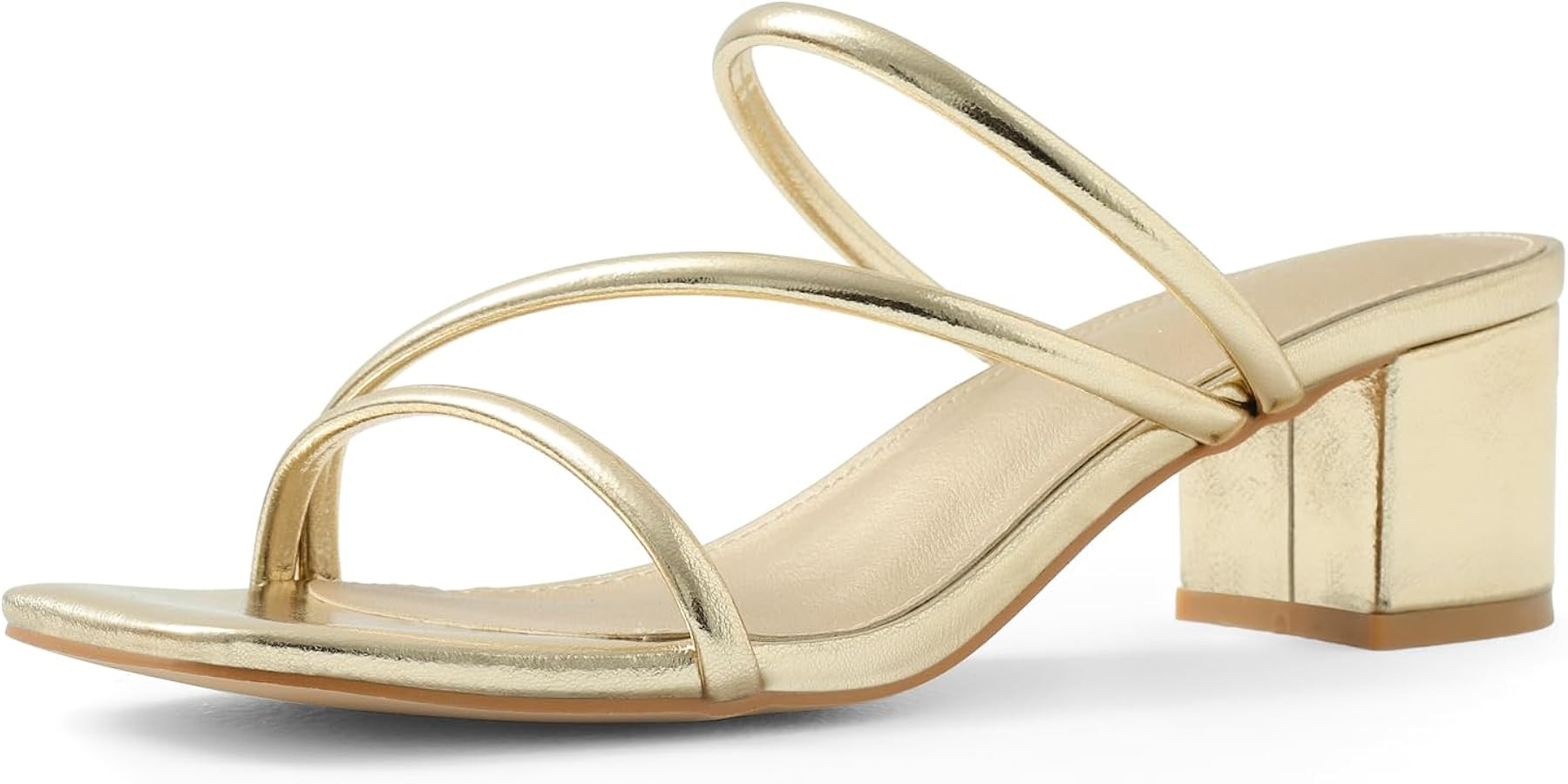 Shoe'N Tale Strappy Heels For Women Low Chunky Block Heel Heeled Sandals Square Open Toe Slip On ... | Amazon (US)