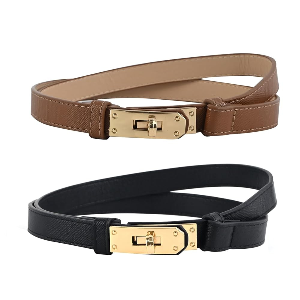 ZHXGO 2 Stück Damen Skinny Leder GüRtel, Verstellbar Damen c GüRtel füR Kleider, Klassisch De... | Amazon (DE)