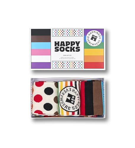 Happy Socks Pride Rainbow Crew Socks, for Men and Women, made with Sustainable Organic Cotton - Multicolor - size 9-11 - 3-Pack | Amazon (US)