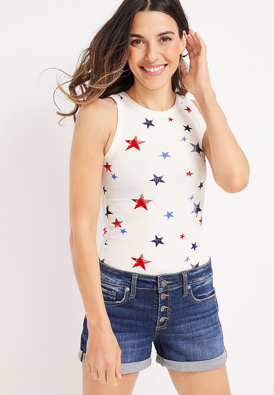 Highline Star Ribbed Tank Top | Maurices