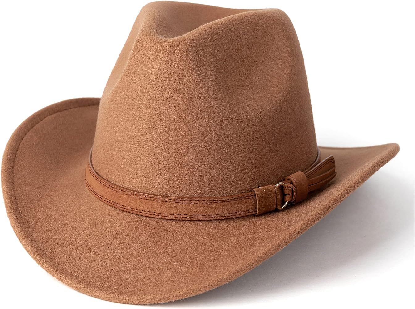 Western Cowboy Hat Wide Brim Outdoor Fedora Hat | Amazon (US)
