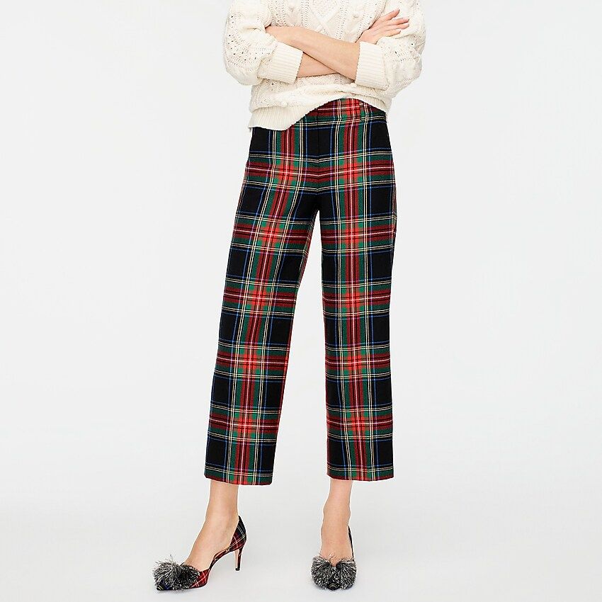 High-rise Peyton wide-leg pant in Stewart tartan in stretch wool | J.Crew US