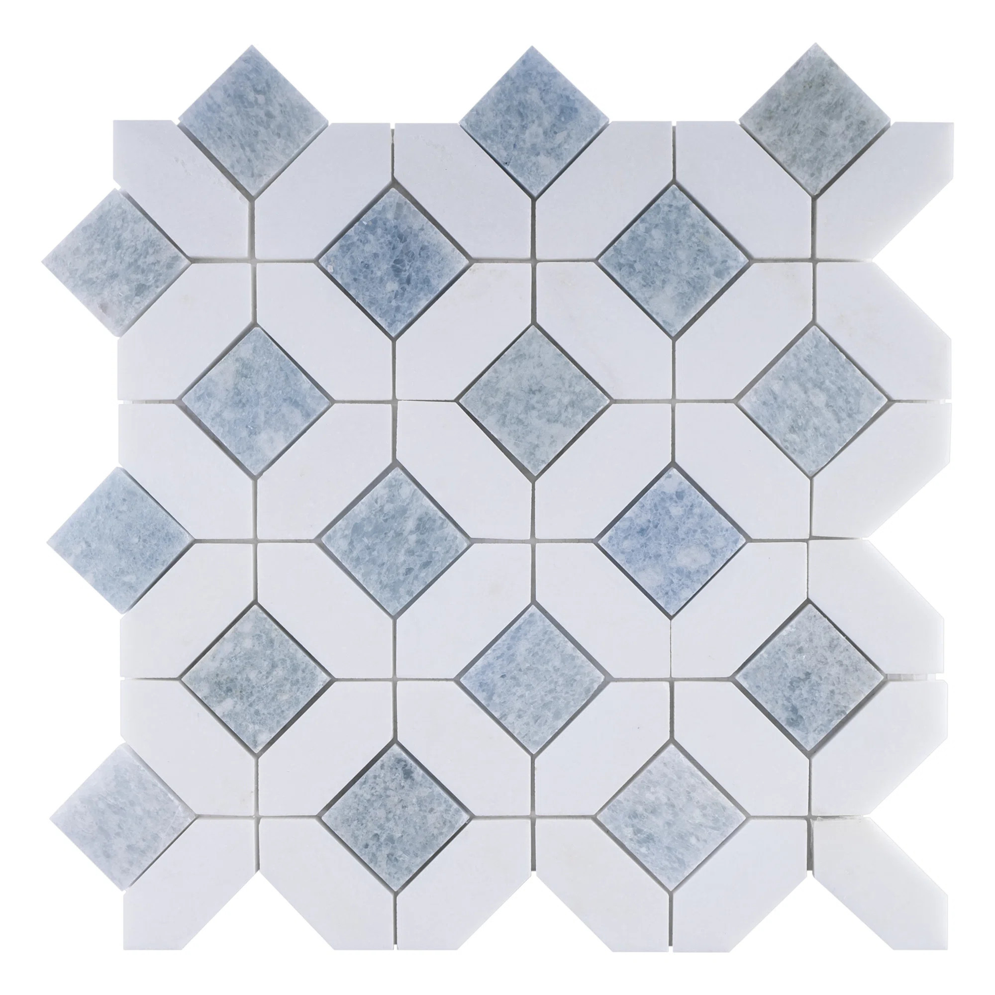 Natural Blue 12.01 in. x 12.01 in. Geometric Polished Marble Mosaic Tile | Wayfair North America