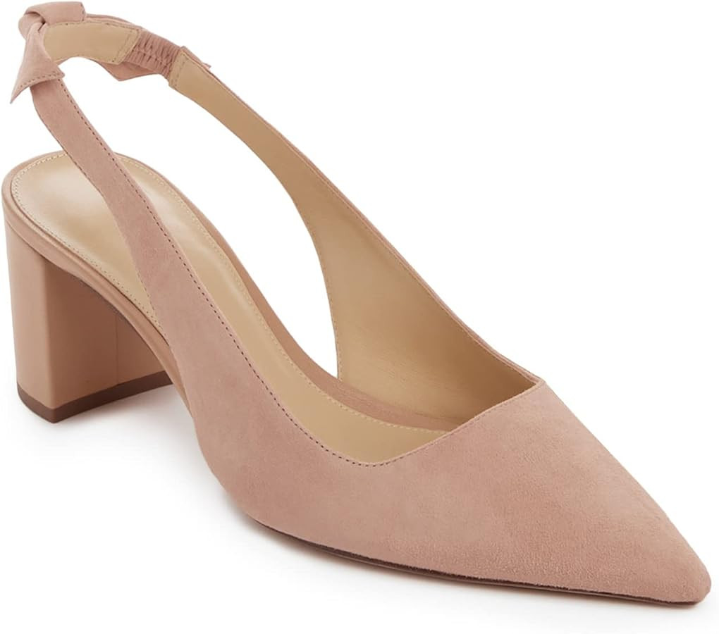 Juliet Holy Womens Pumps Pointed Toe Slip on Slingback Cute Bowknot Classic Chunky Block Heels | Amazon (US)