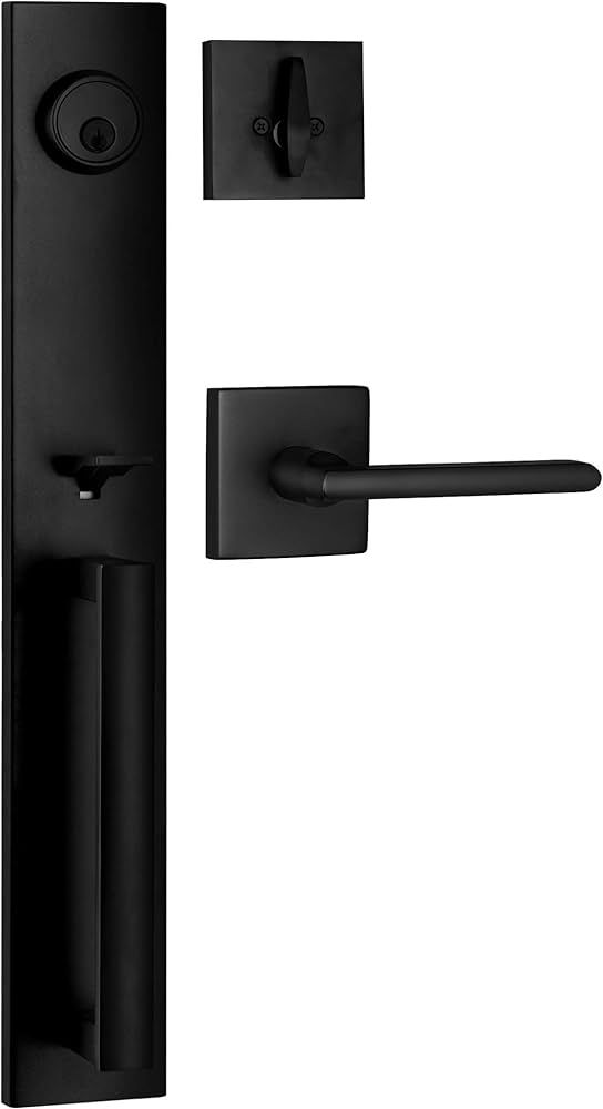 Berlin Modisch Full Escutcheon HandleSet Front Door Entry Handle and Deadbolt Lock Set Slim Squar... | Amazon (US)