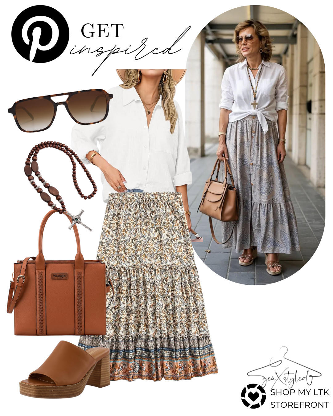 A crisp white button-down, flowy maxi skirt, comfy mules, and earthy accessories — all Amazon finds!
Perfect for warm summer days when you want to look put-together but feel relaxed. 

 #LTKSummerEdit #LTKStyleTip #LTKShoeCrush