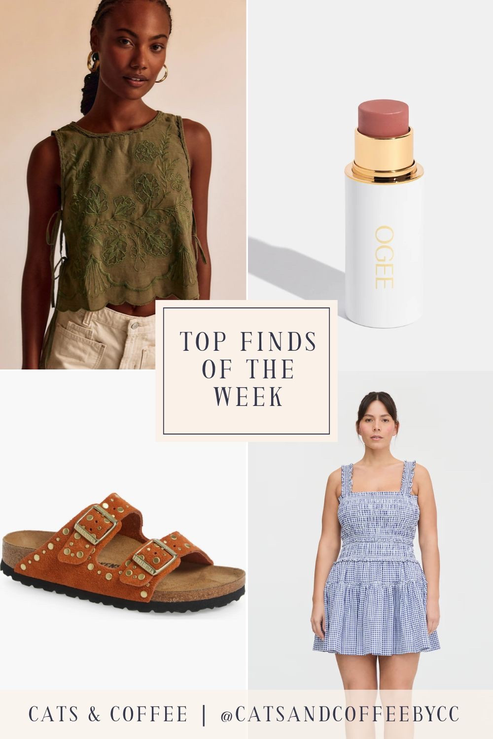 🎉💚 Four Top Finds of the Week: a new Nap Dress style from Hill House, fancy Birks that are perfect for summer, a simple-yet-stunning green tank from Free People, and my new favorite blush stick from Ogee! 

#LTKPetite #LTKBeauty #LTKShoeCrush