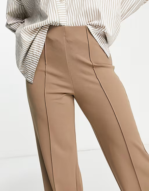 Vero Moda pleat front wide leg pants in camel | ASOS (Global)