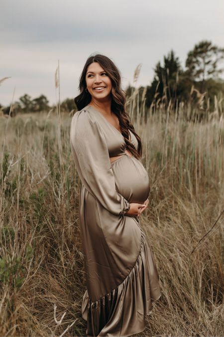Maternity photos 
Dress is from petal and pup and the olive color is sold out but still have a couple options of black. Wearing a medium at 33weeks

#LTKbaby #LTKwedding #LTKbump